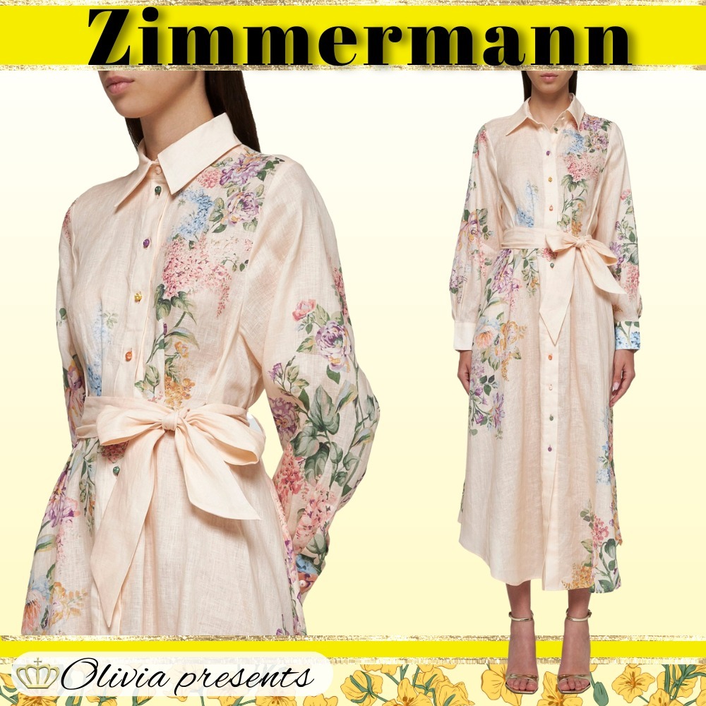 【Zimmermann】ハリデイ タック ミディ シャツ ドレス