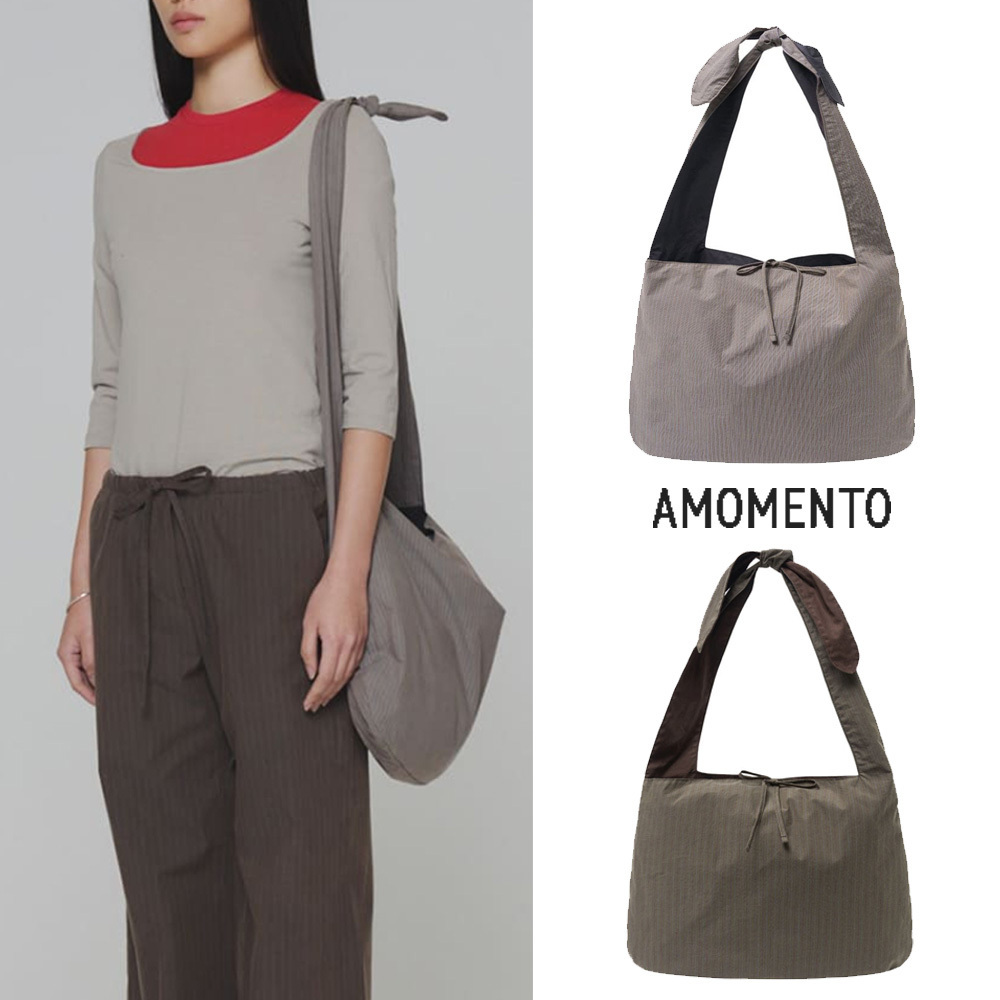 無料配送 ◆ AMOMENTO ◆ Stripe Large Shoulder Bag