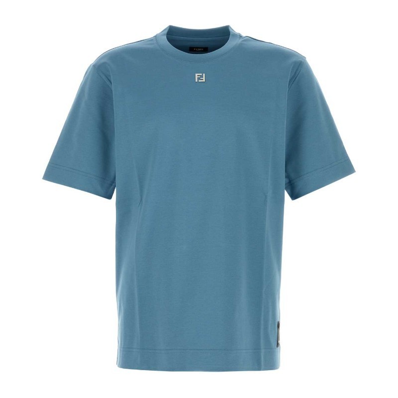 Tシャツ・カットソー FENDI Air force blue cotton t-shirt (FY0936ARYY F0U6K)
