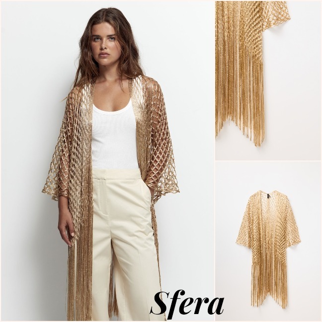 スペイン★Sfera★ コーデを格上げ 大人フリンジ映え KIMONO