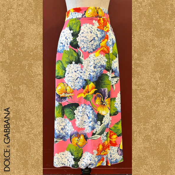 【VIP SALE】DOLCE&GABBANA 花柄 スリット入り ペンシルスカート