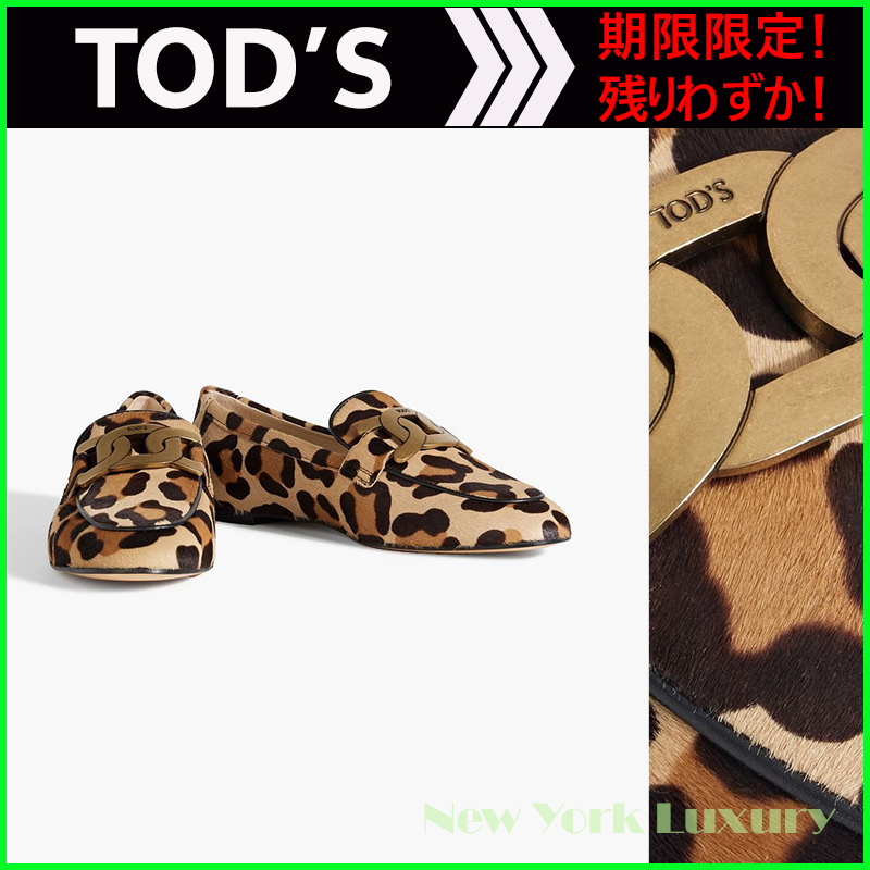 TOD'S★素敵！ケイトチェーン付きレオパードハラコローファー