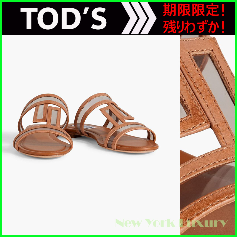 TOD'S★素敵！ダブルTレザートリムPVCサンダル