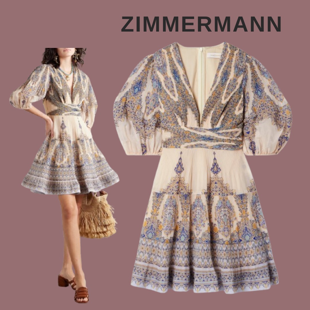 ZIMMERMANN ミニワンピース プリント入り【関税なし】