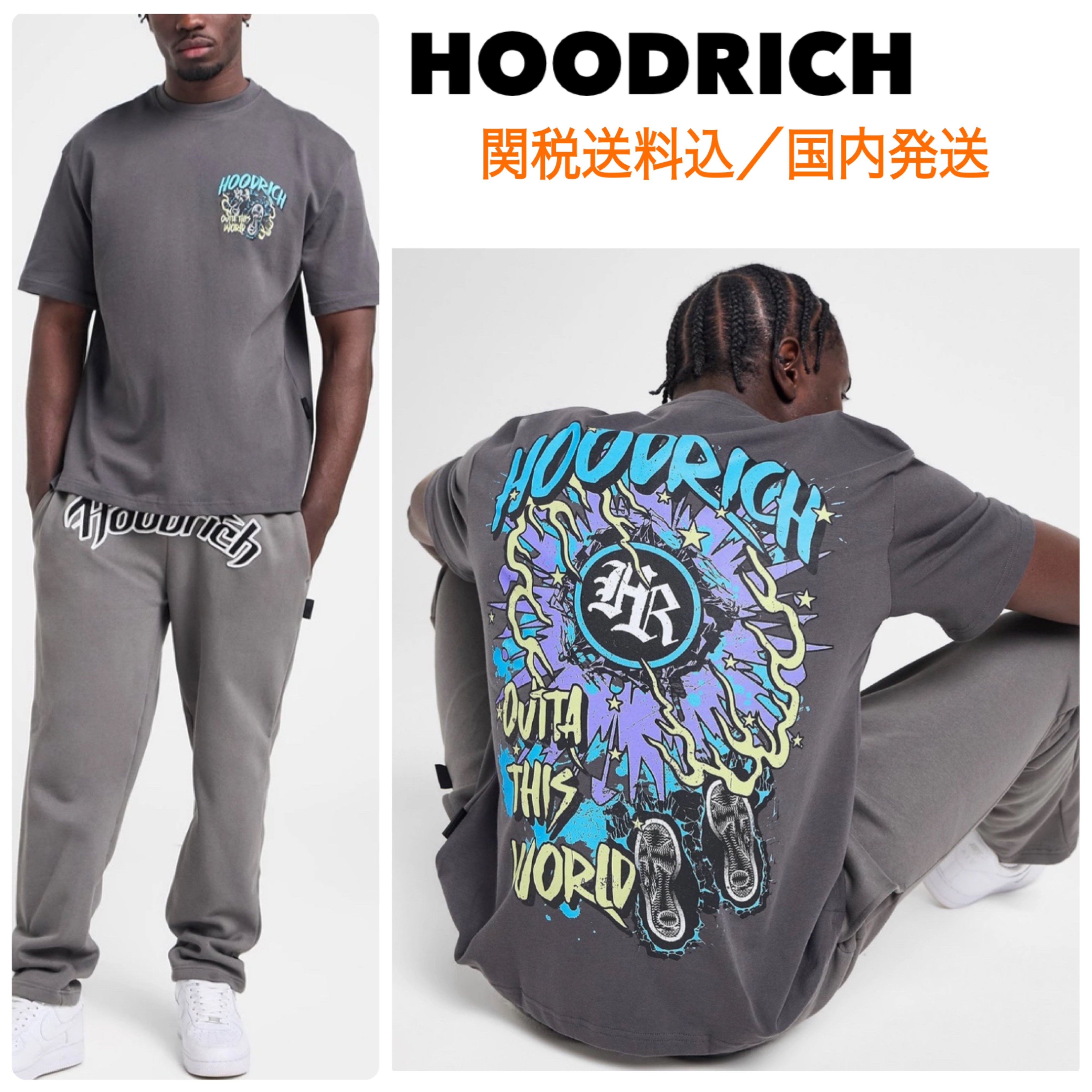 関税送料込 HOODRICH Footprint 半袖 ロゴ Tシャツ グレー