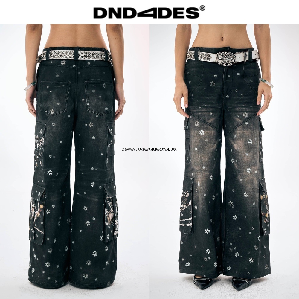 関送込 Faychui Snowflake Full-Print Spliced Jeans