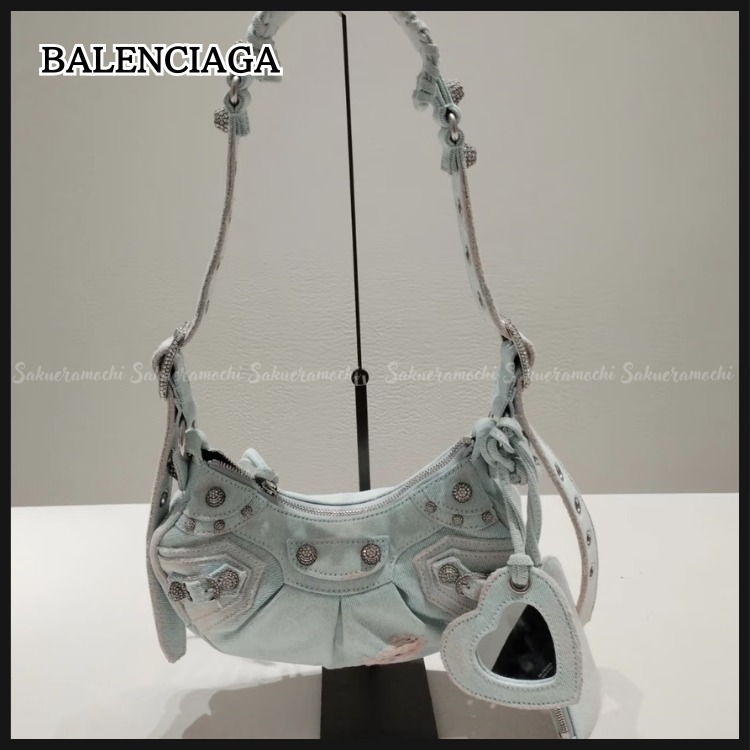 【BALENCIAGA】Le Cagole XS ハンドbag ラインストーン付き blue
