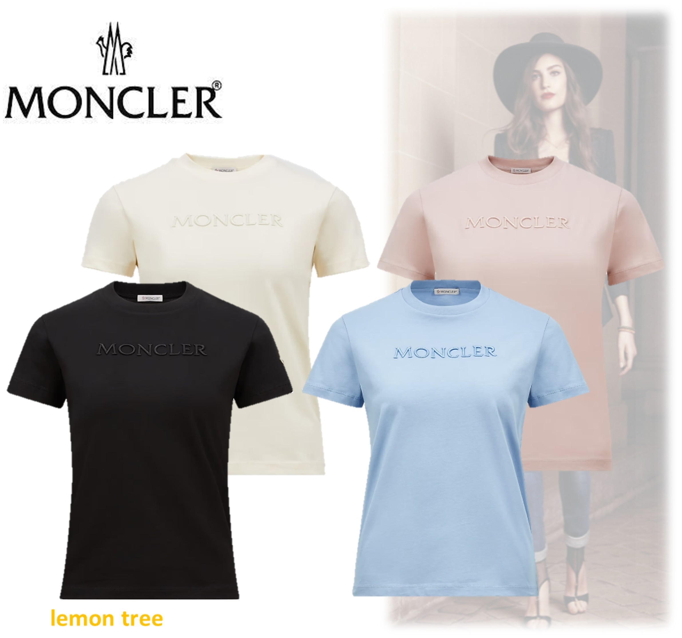 【MONCLER】Tシャツ コットン素材 刺繍ロゴ 半袖 クルーネック