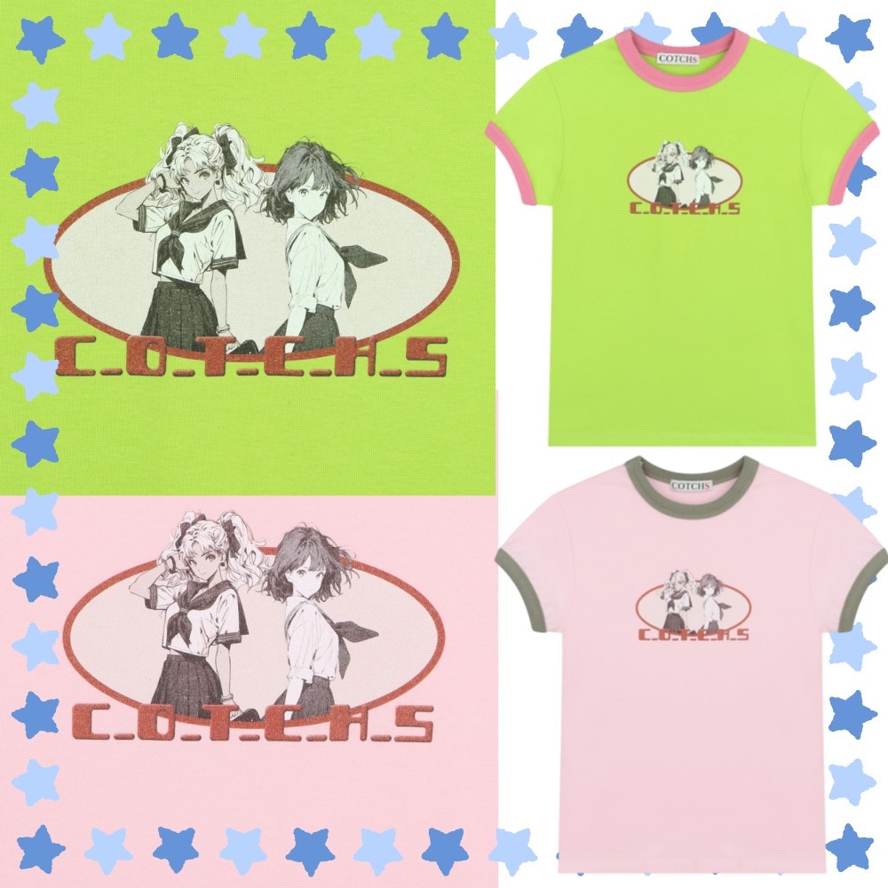 COTCHS★GGIRLS RINGER TEE 半袖 Tシャツ /追跡あり