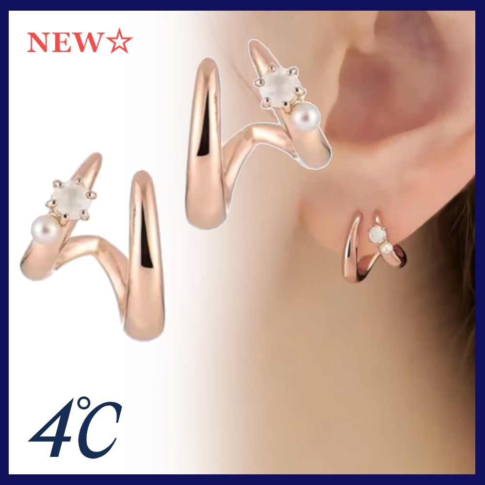 すぐ届く☆4℃ シルバー ピアス 6月誕生石 ギフトにもおすすめ◎