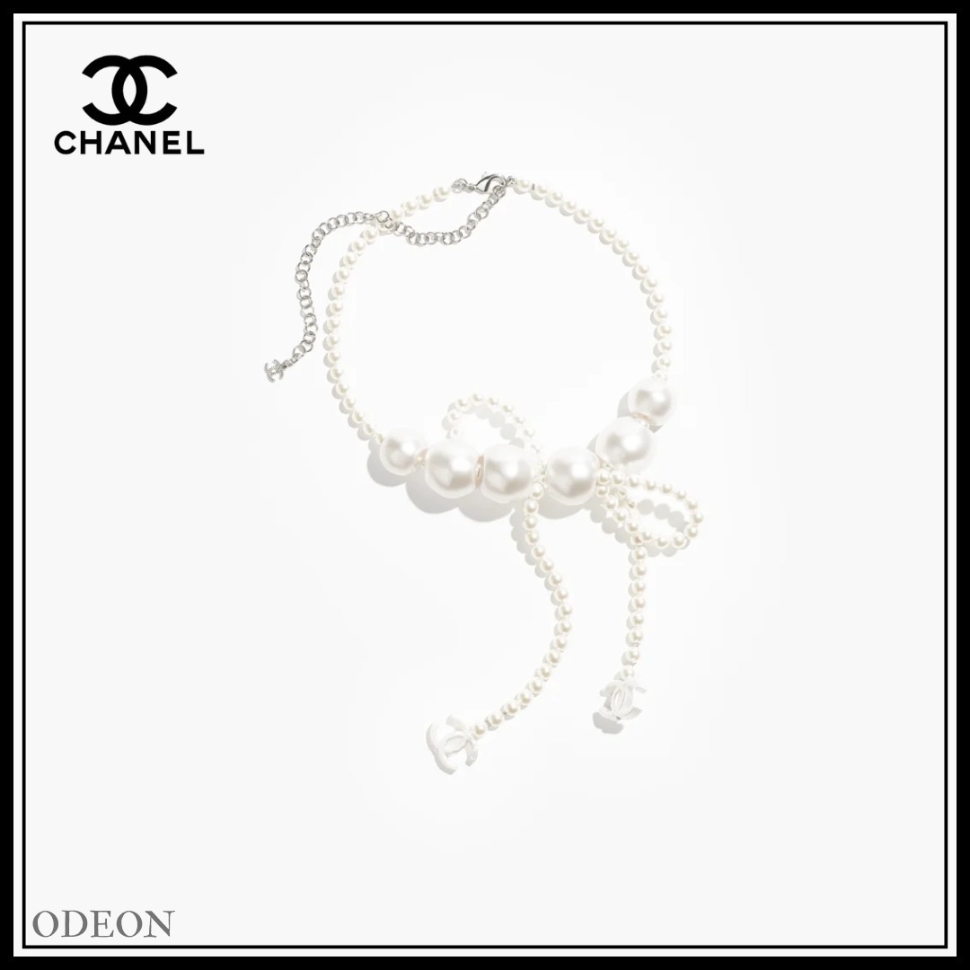 *リボンが目を惹く！大人可愛い*【CHANEL】パールネックレス