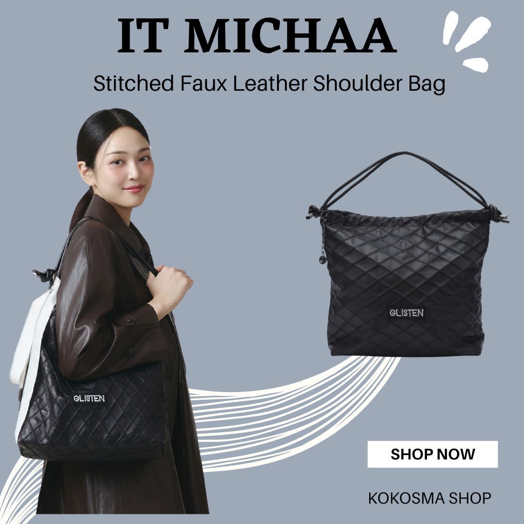 IT MICHAA [イミシャ] Stitched Faux Leather Shoulder Bag