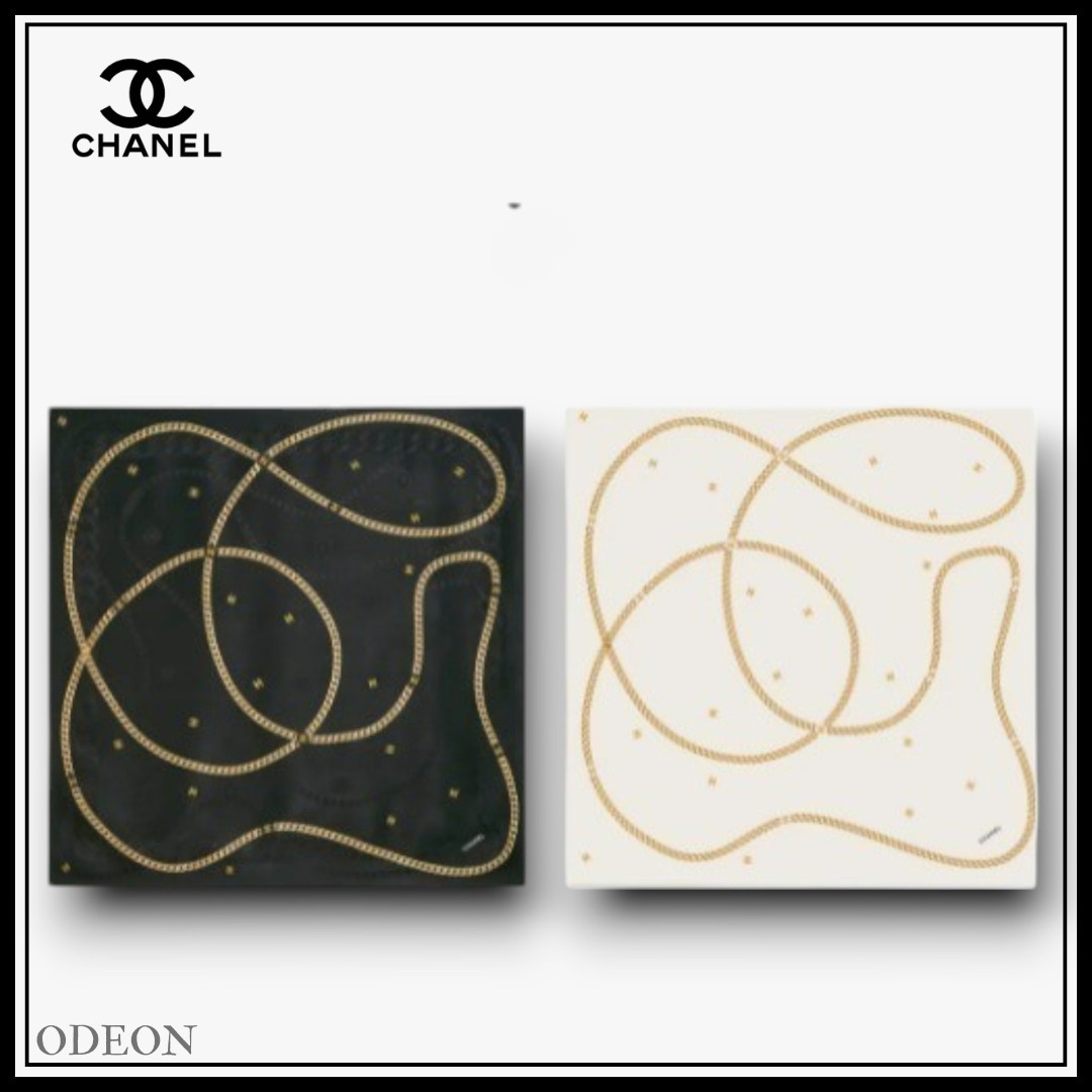 *優雅なデザイン♡*【CHANEL】25s シルクスカーフ CCロゴ