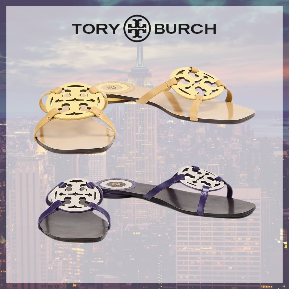 Tory Burch* トリーバーチ Geo Bombe レザー ロゴ サンダル