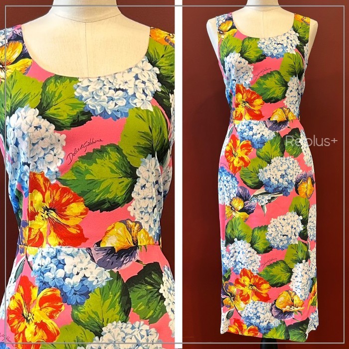 【Dolce&Gabbana】ワンピース ノースリーブ 花柄 Ｕネック
