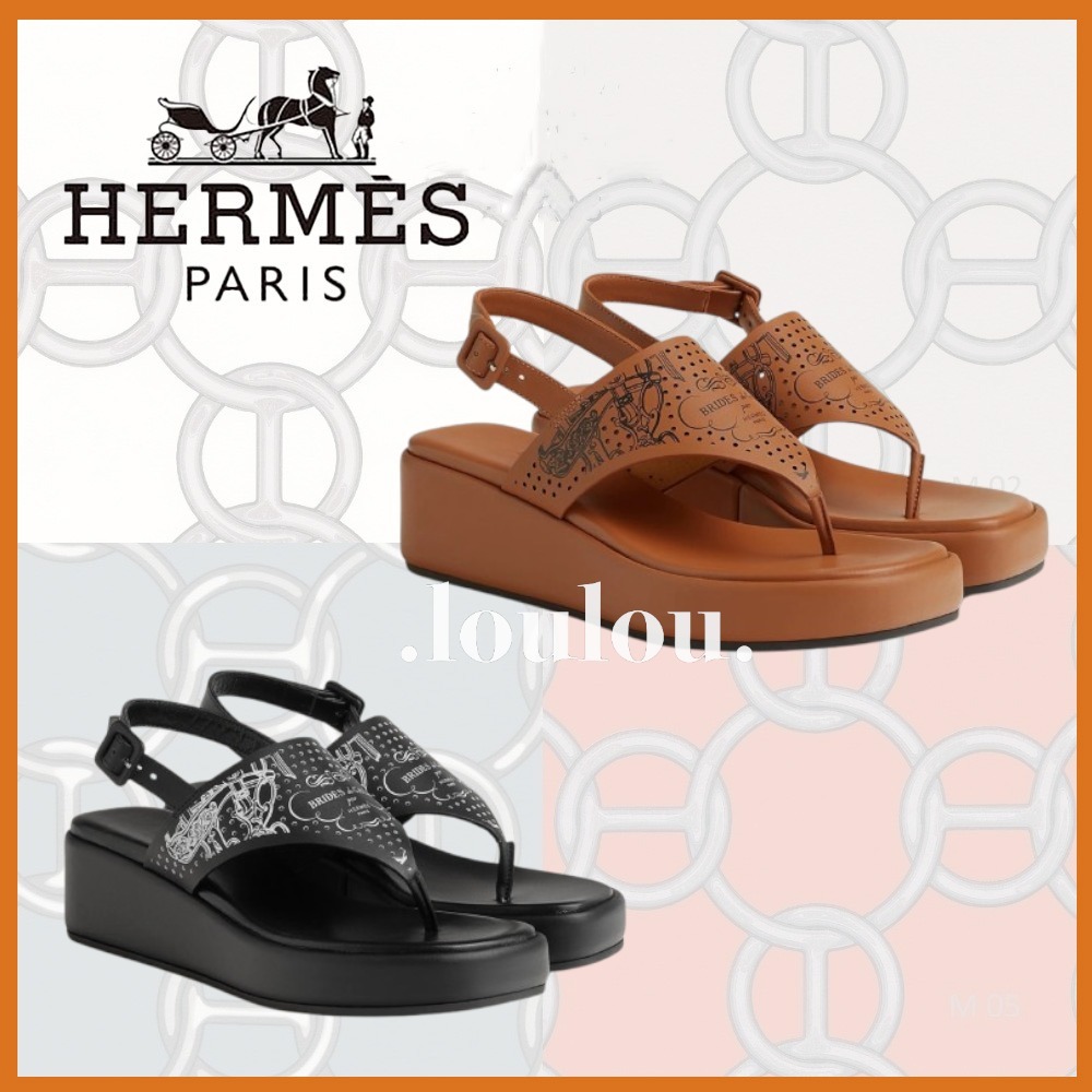 【大人の柄デザイン☆2色】HERMES サンダル
