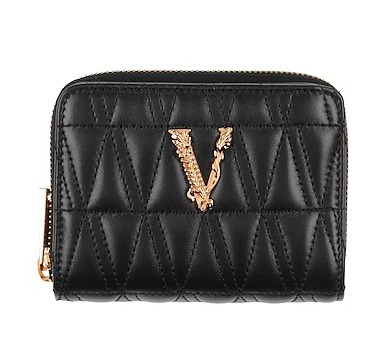 VERSACE ロゴ レザー ウォレット 黒 折畳み財布