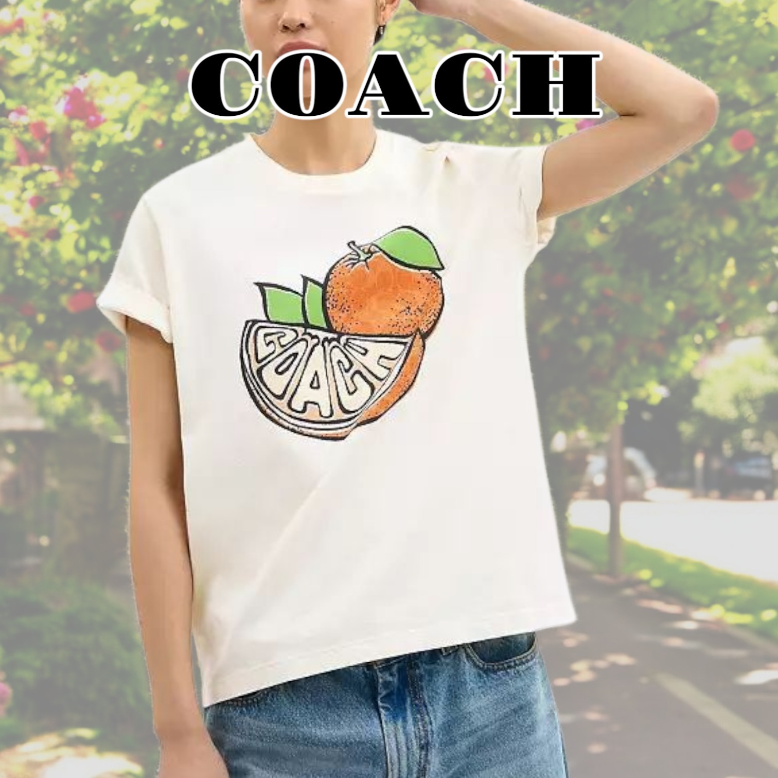 【COACH】大人気☆かわいい オレンジ クラシック Tシャツ