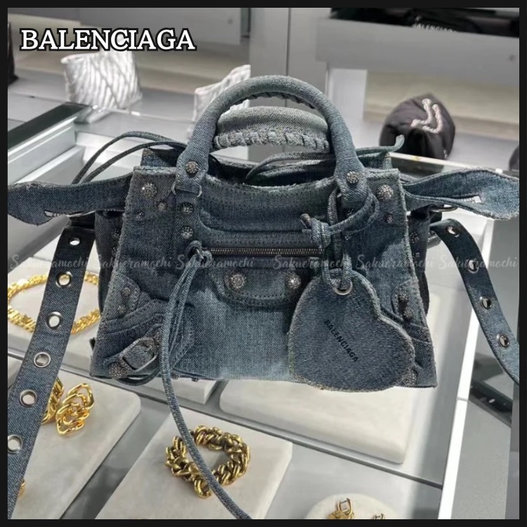 【BALENCIAGA】Neo cagole XS ショルダーハンド デニム blue