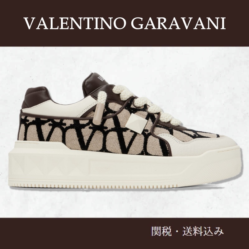 Valentino Garavani★ホワイト＆ブラウンOne Stud XL スニーカー