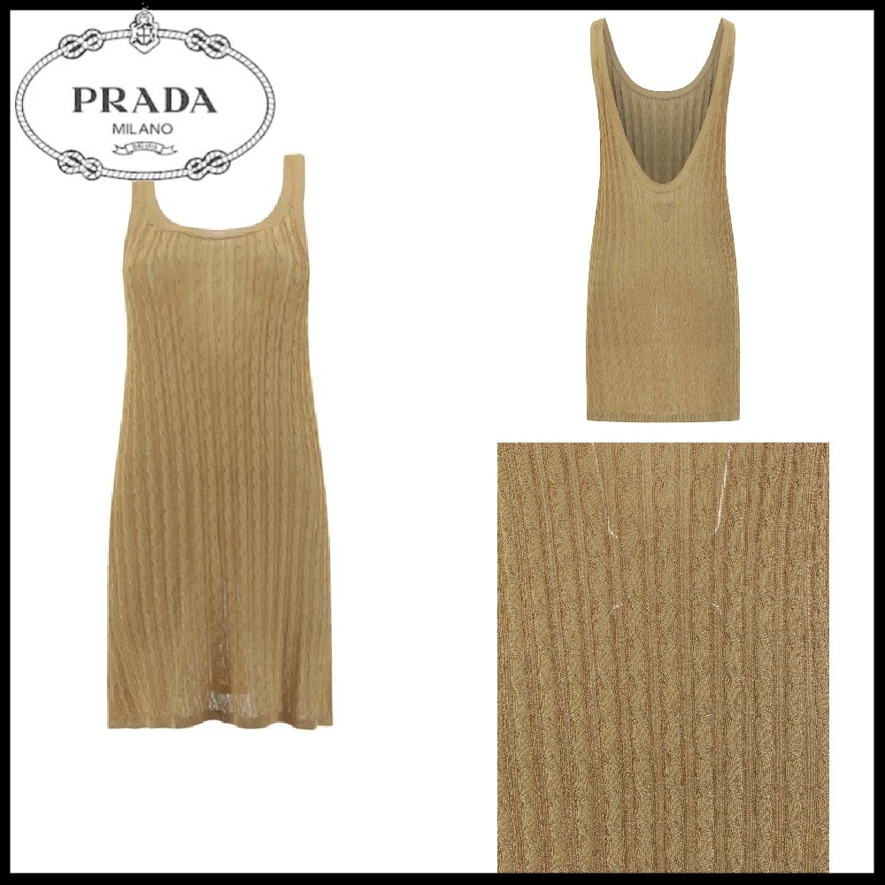 【PRADA】ノースリーブ V ネック ミディドレス関税込み SALE