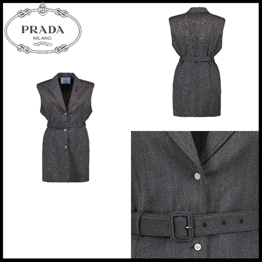 【PRADA】ストライプ柄 ベルト付きベスト関税込み SALE
