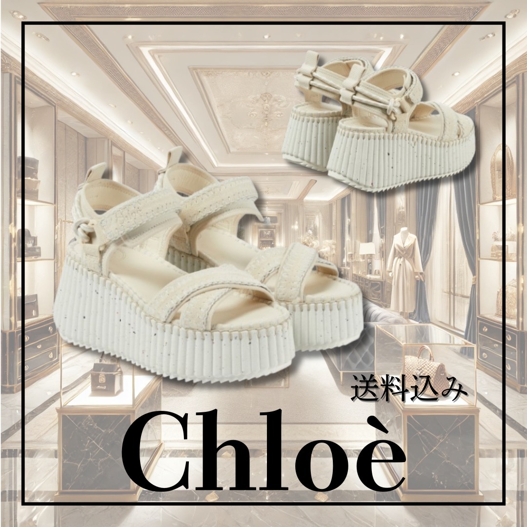 送料込み＊Chloe＊”Nama” レザー ストラップ サンダル ロゴ