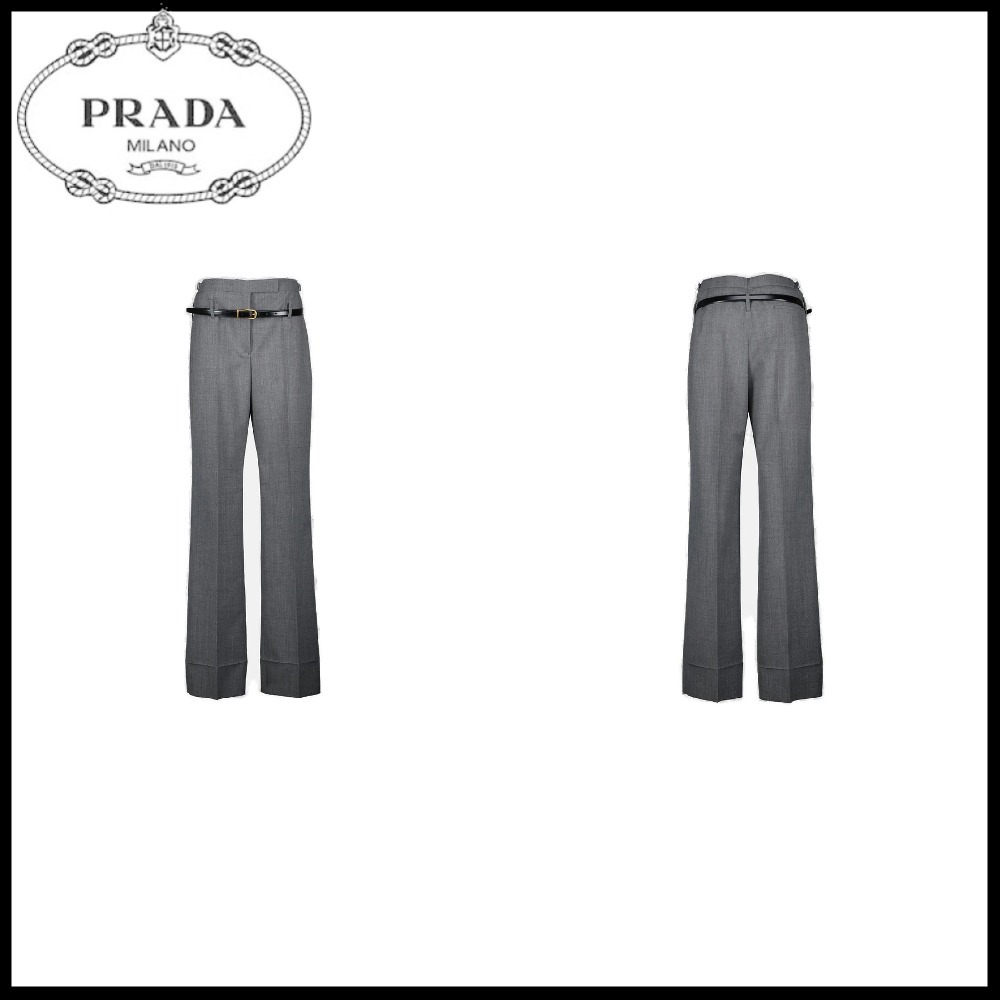 【PRADA】ベルト付きブレンド トラウザーズ関税込み SALE