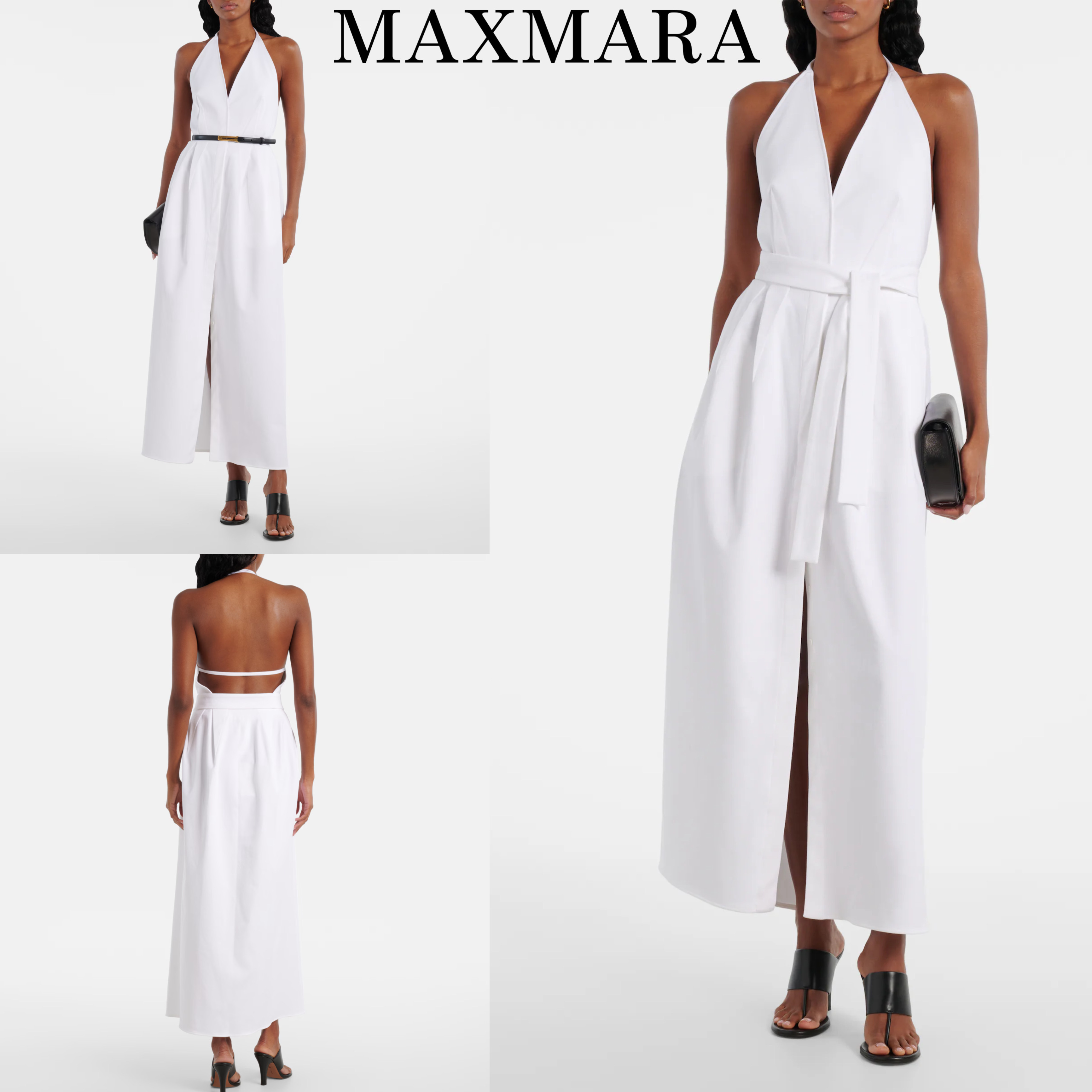 上品*MAXMARA* ギャバジンマキシドレス ワンピース ホワイト