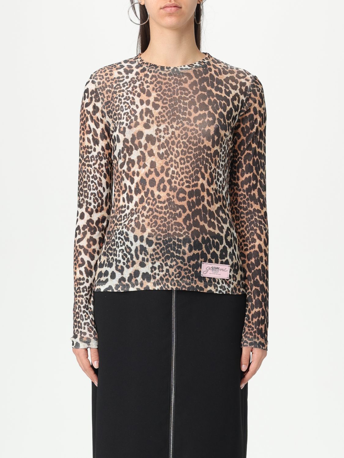 Tシャツ・カットソー GANNI Woman T-Shirt Brown T4208 943