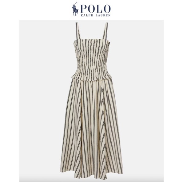関税,送料無料Polo Ralph Lauren ストライプフレアワンピース