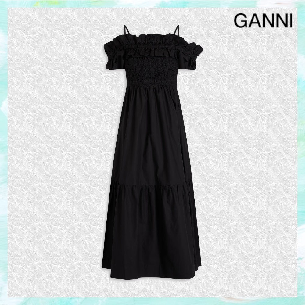 【送料込】GANNI_コットンポプリン マキシワンピース