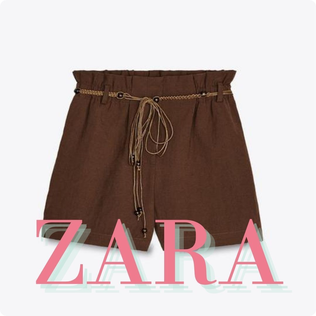 ZARA ビーズベルト付きバミューダパンツ 8073/049