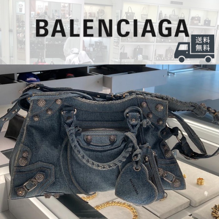 BALENCIAGA NEO Cagole City デニムハンドバッグ