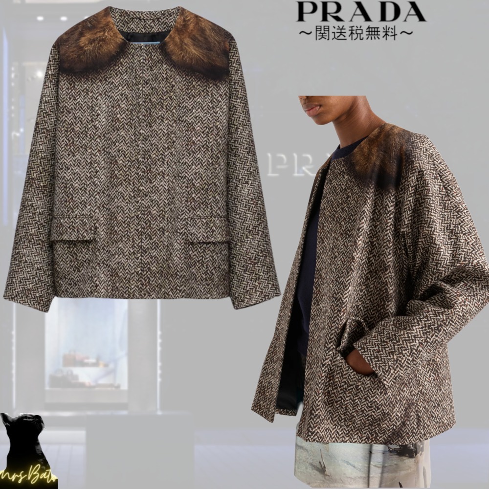 PRADA シングルブレスト プリントドリル キャバンジャケット