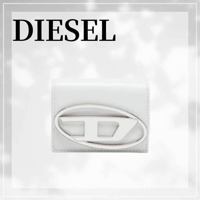 DIESEL☆ Tri-fold wallet in leather ホワイト 三つ折財布