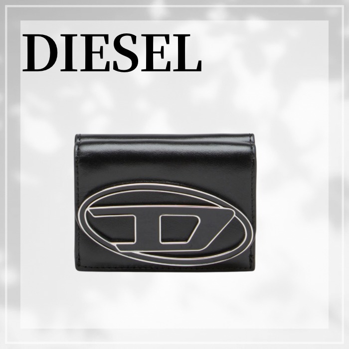DIESEL☆ Tri-fold wallet in leather ブラック 三つ折財布