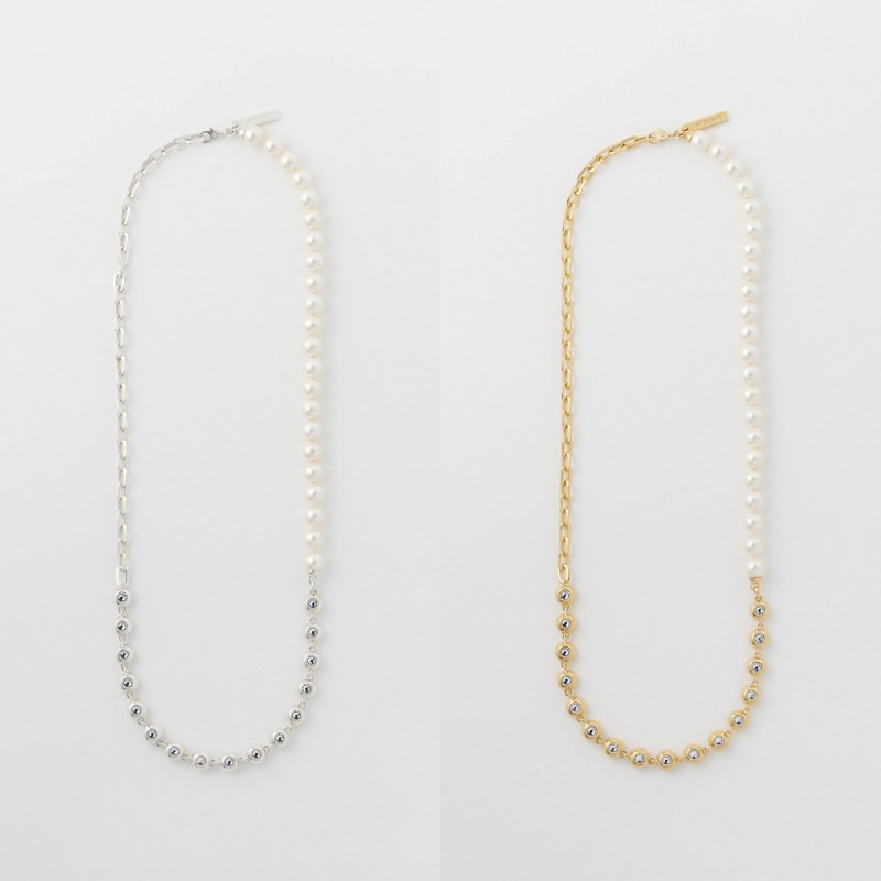 【AMBUSH】CRYSTAL PEARL MIX CHAIN NECKLACE 2色展開 男女兼用