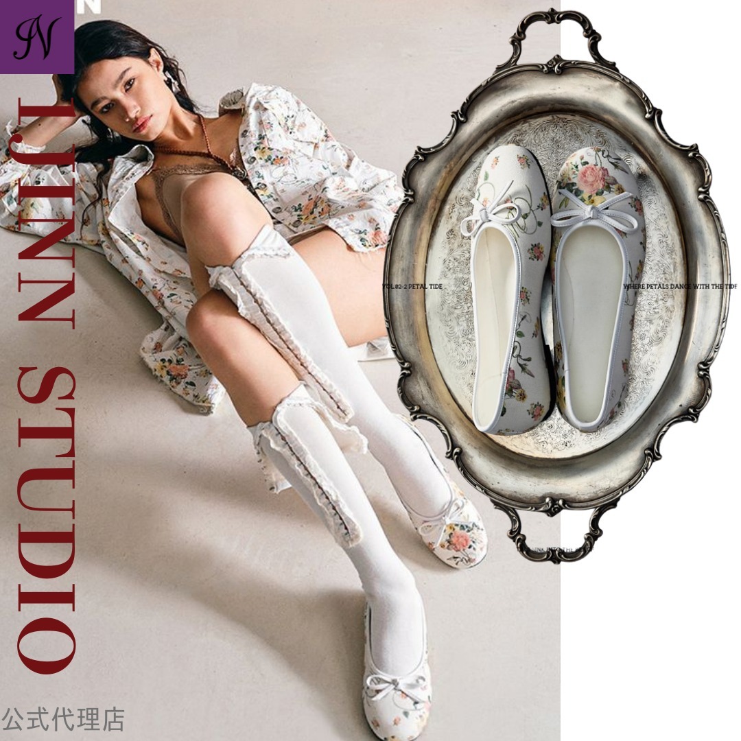 公式【1JINN STUDIO】Floral Canvas Ballet Flats