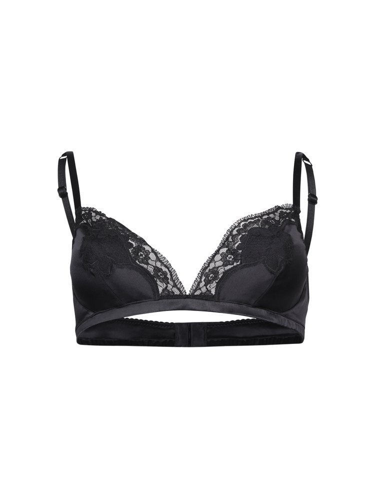 DOLCE & GABBANA レースディテールソフトカップサテンブラ