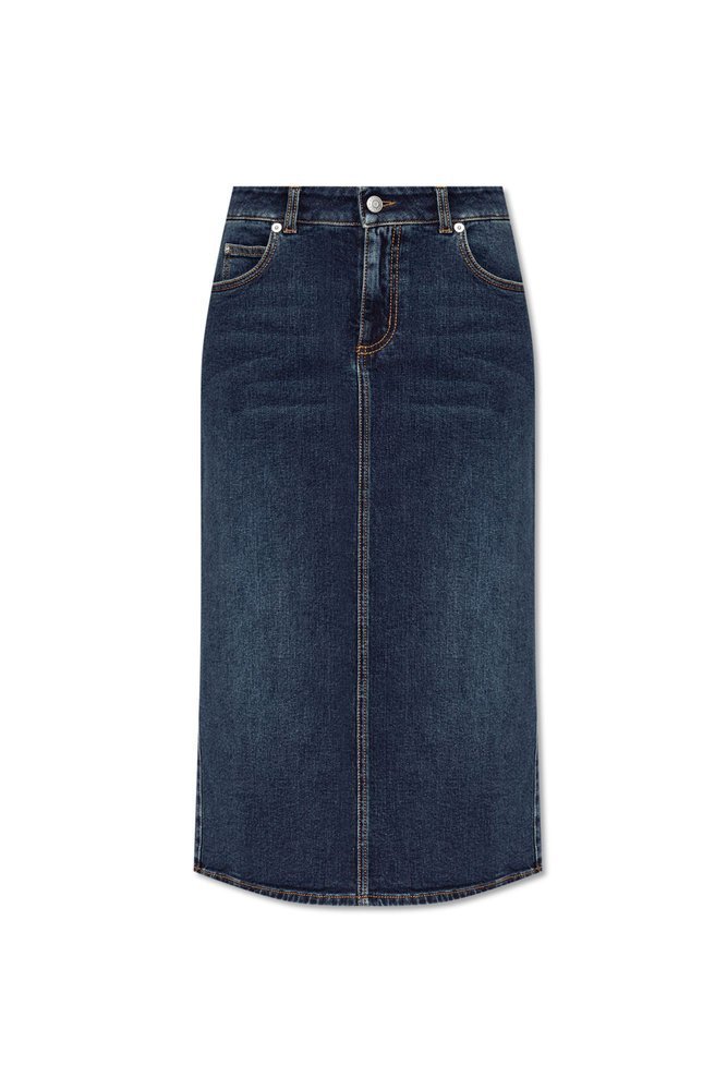 ALEXANDER MCQUEEN ロゴパッチデニムミディスカート
