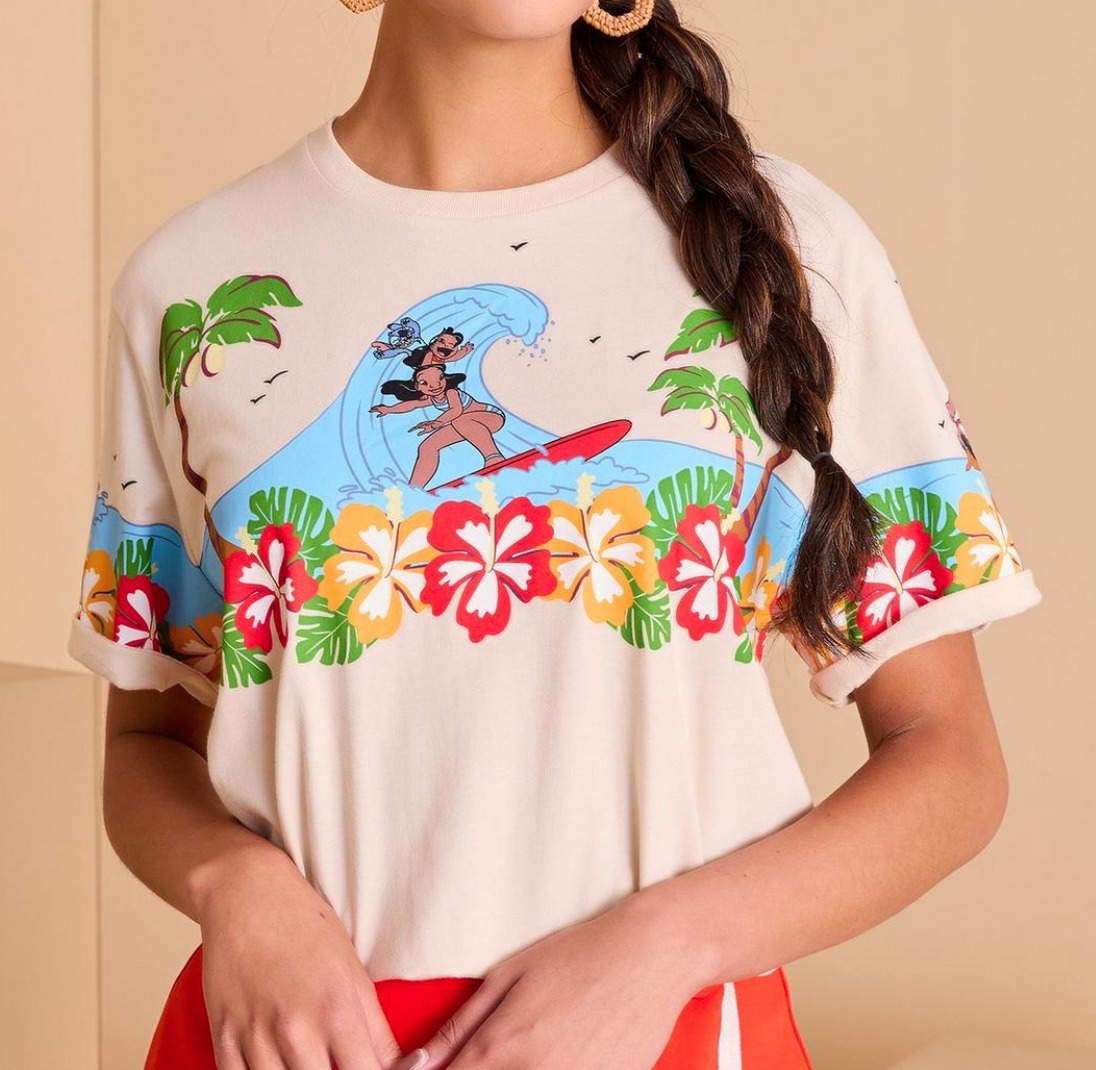 【Disney】Disney リロ＆スティッチ サーフィン 半袖Tシャツ