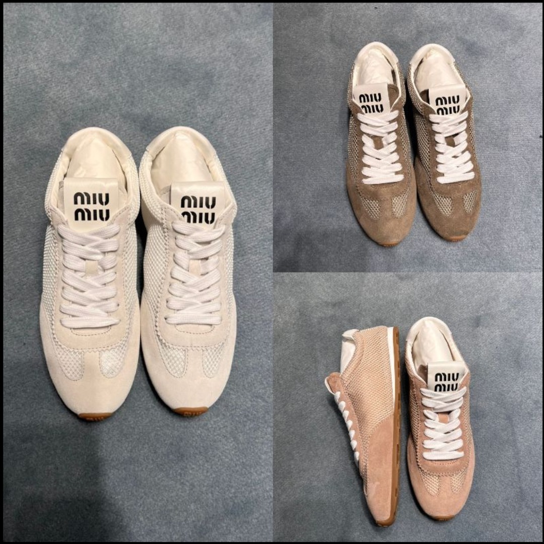 ◆完売前に◆【MiuMiu】Plume メッシュ×スエード スニーカー