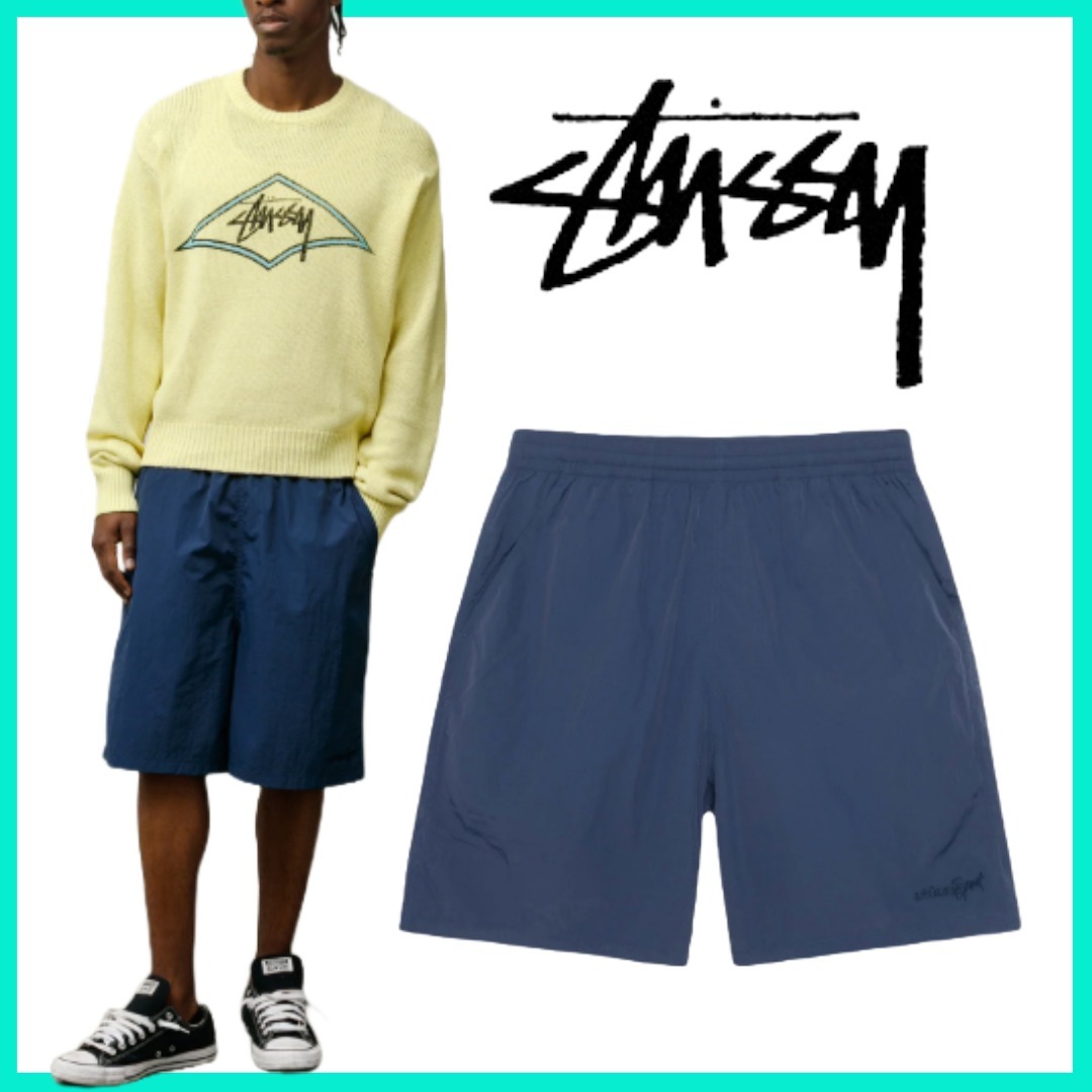 早期完売★Stussy★NYLON COURT SHORT ショートパンツNAVY/追跡O