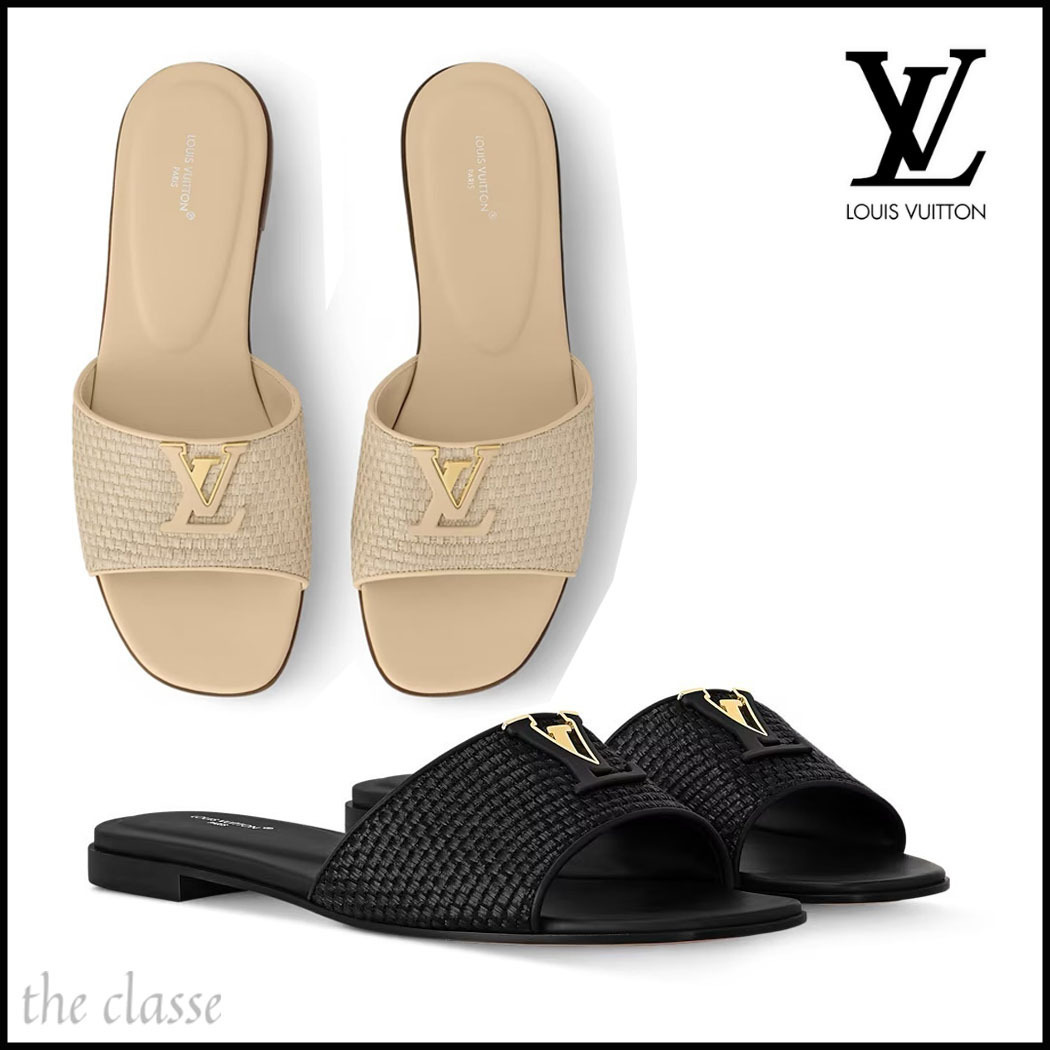 【上品 ミュール２色】Louis Vuitton ラフィアフラットサンダル