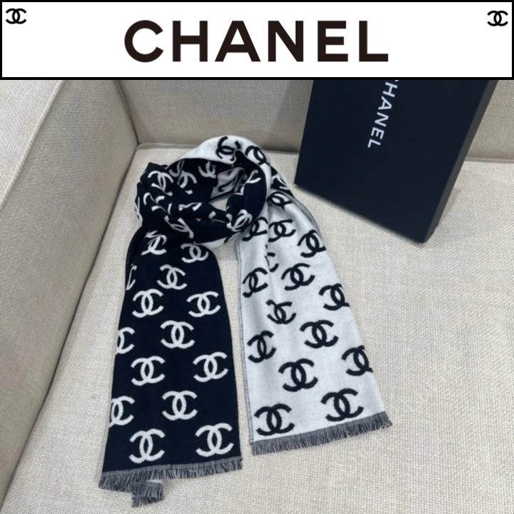 CHANELの輝きを添えて☆カシミヤ素材シャネル マフラー
