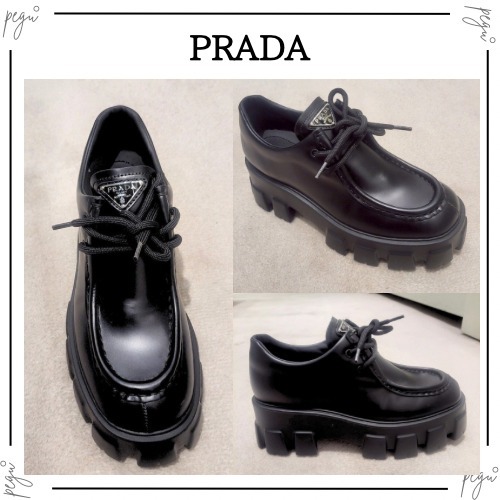 【PRADA】国内発送 モノリス 厚底 レザー レースアップシューズ