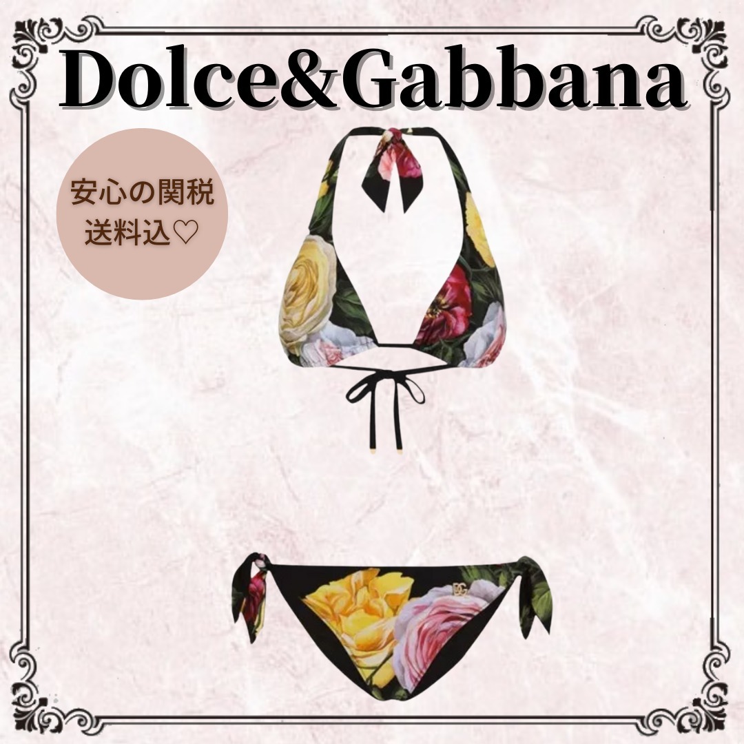 関税込◆*Dolce&Gabbana*ローズ&ピオニー トライアングル ビキニ