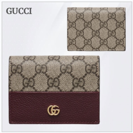 【GUCCI】レザー&プリント コートキャンバスウォレット ブラウン