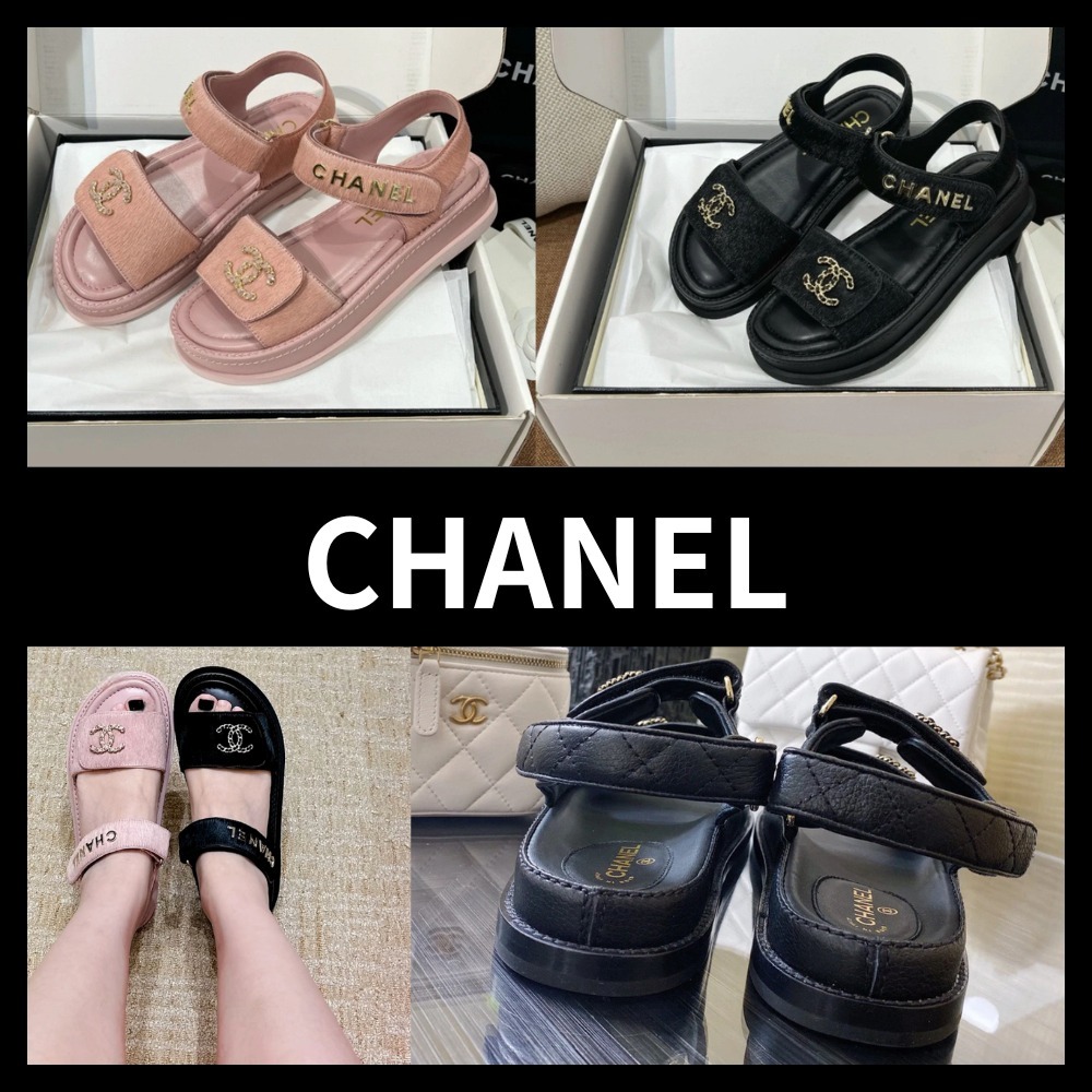 普段使いにもおすすめ♪【CHANEL】ロゴストラップサンダル
